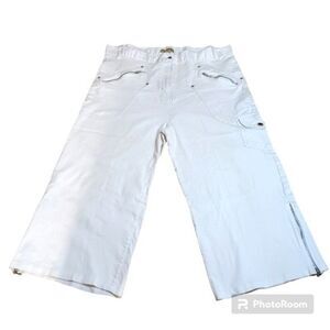 Vintage Plus Size White Cropped Zipper Pants Sz 24
